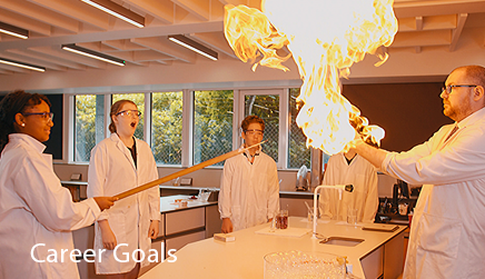 Flame experiment in Chemistry class at Notting Hill Prep